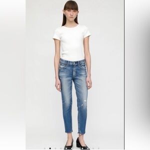 Moussy High Rise Relaxed Fit Distressed Blue Jeans Size 25